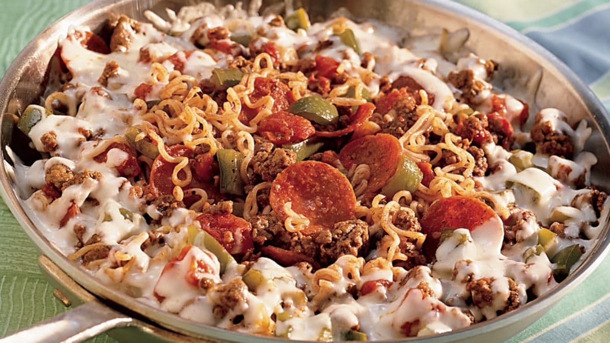 Beefy Italian Ramen Skillet